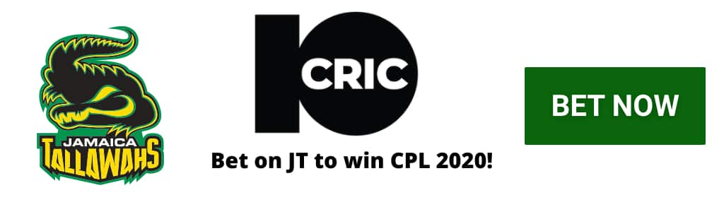 JT CPL 2020 Odds at 10CRIC