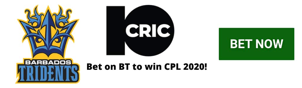 Barbados Tridents Odds CPL 2020 - 10CRIC