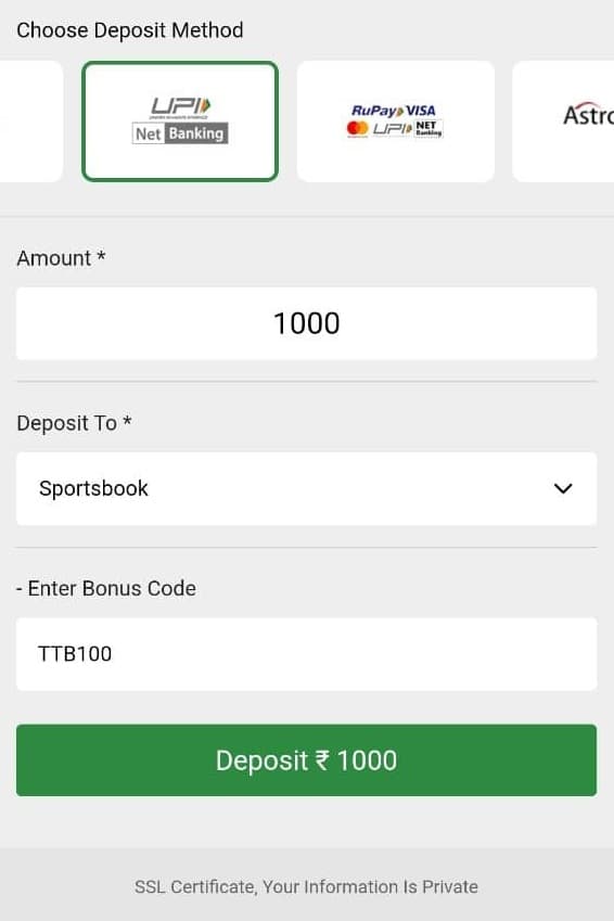 Net Banking on Betting sites