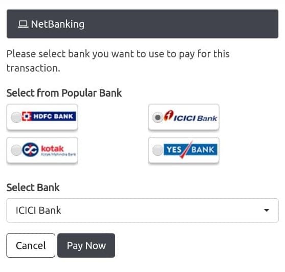 Net Banking deposit